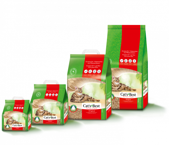 Cat`s Best Original Numer 1 w Europie wśród żwirków z aktywną kontrolą nieprzyjemnych zapachów dzięki włóknom drzewnym.
